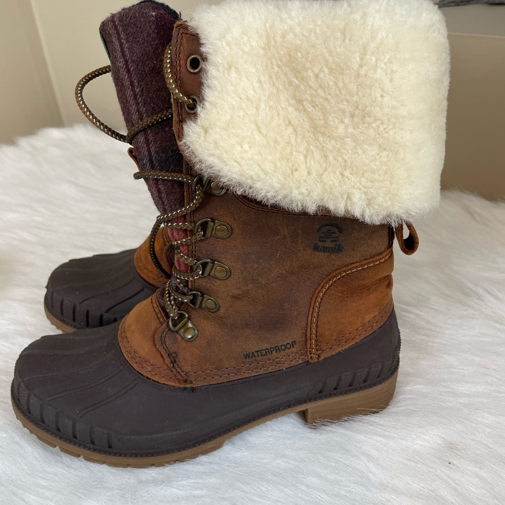 Kamik Women's Waterproof Brown and Cream Winter Boots